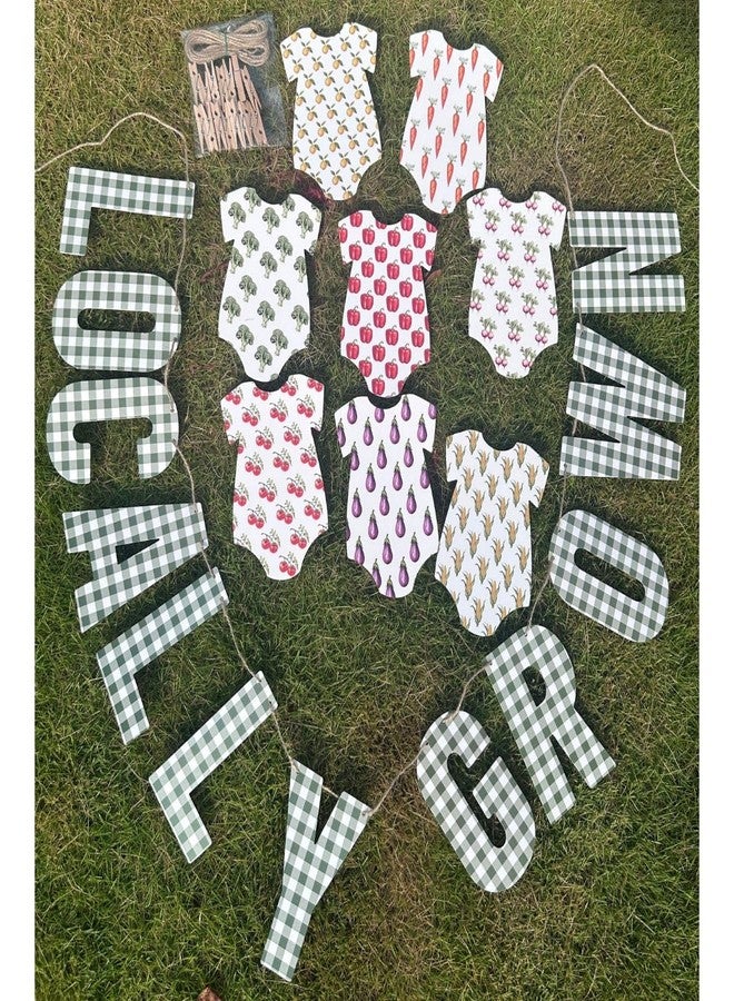 Puremigo 26 Pack Locally Grown Banner - Bodysuit Flags, Rustic Farmhouse Fruit & Vegetable Party Decorations, Perfect for Locally Grown Baby Shower, Farmers Market Decor - Image 2