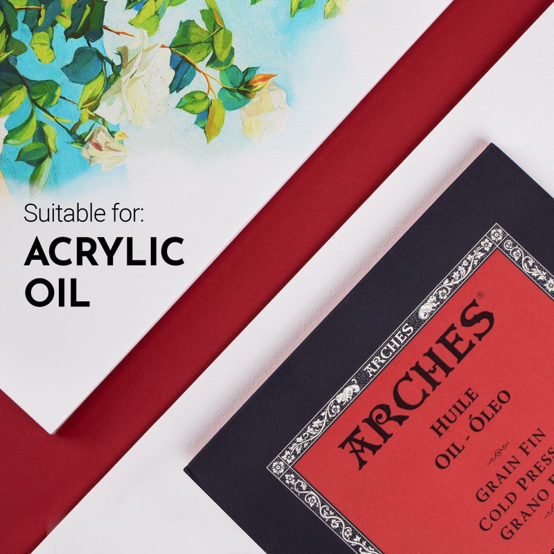 Arches Huile Oil Pad, Cold Pressed, 140lb/300gsm, 12 Sheet, 9x12 inch, Arches Oil Paper 100% Cotton - Image 3