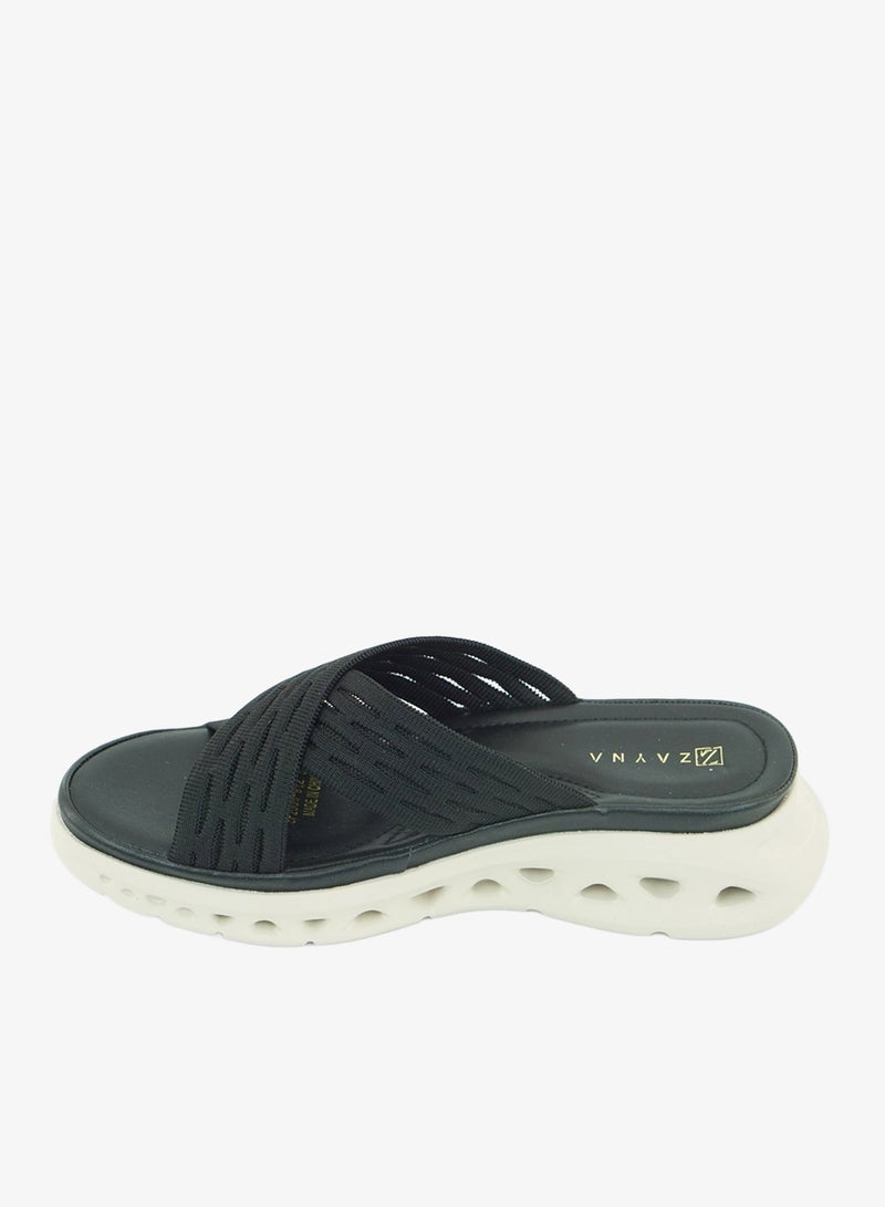 زينة 221-337 Zayna Ladies Casual Slides 3F2006-912 Black - Image 3