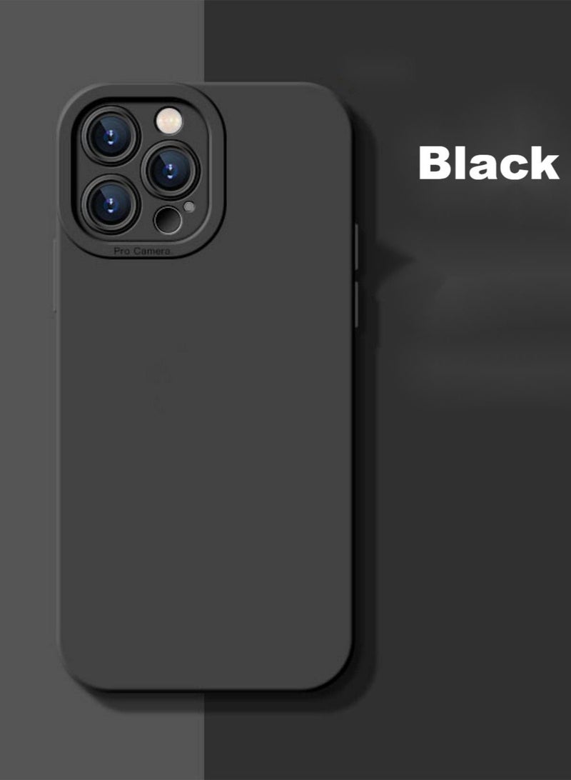 Bobo iPhone 14 Pro Max Case Silicone Cover Liquid Gel Soft Ultra Slim Shockproof Back Cover Full Body Protection 6.7 inch Black - Image 1