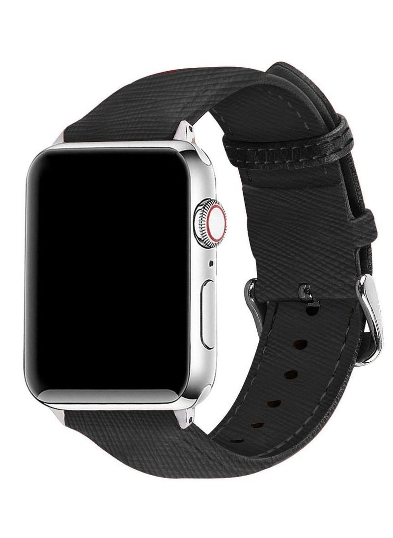 CATANES - Apple Watch Band 41mm/40mm/38mm Premium Leather Band Buckle Strap Wristband Black - Image 1