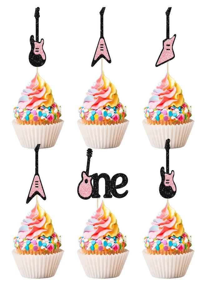 Ephlyn 24Pcs Guitar Cupcake Toppers Music Theme First Birthday Cupcake Decorations for Kids 1st Birthday Music Theme Party Food Fruit Cake Picks for Baby Shower Decor - Image 1