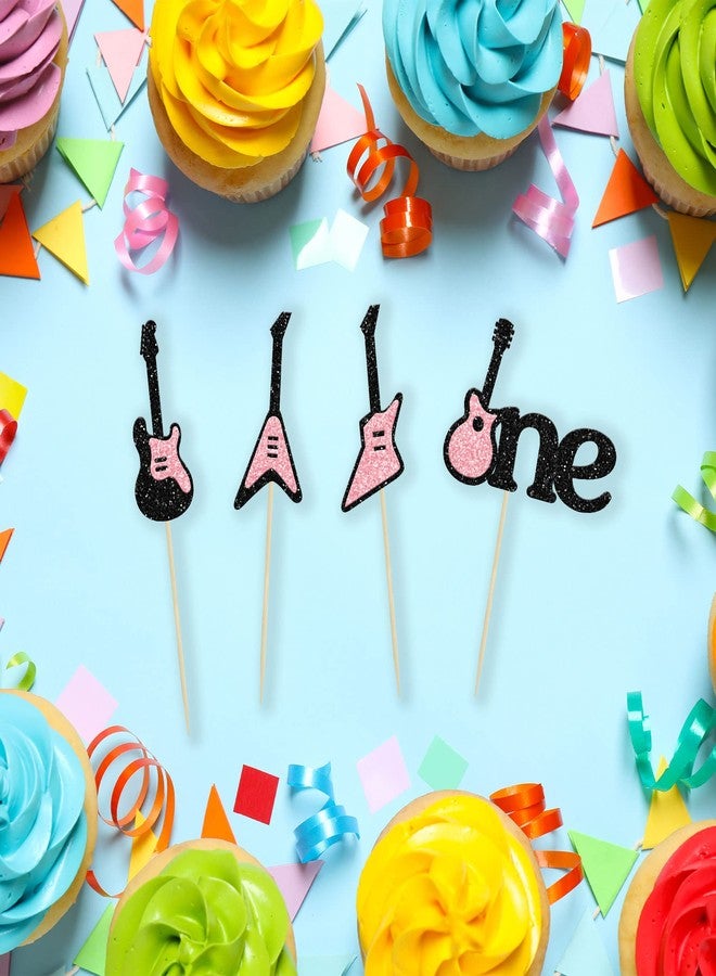 Ephlyn 24Pcs Guitar Cupcake Toppers Music Theme First Birthday Cupcake Decorations for Kids 1st Birthday Music Theme Party Food Fruit Cake Picks for Baby Shower Decor - Image 3