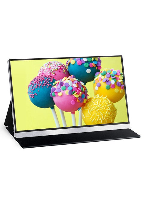 15.6 inch Portable Monitor IPS Screen 1920*1080 Resolution 170° Viewing Angle 60Hz Refresh Rate Wide Compatibility Silver UK Plug