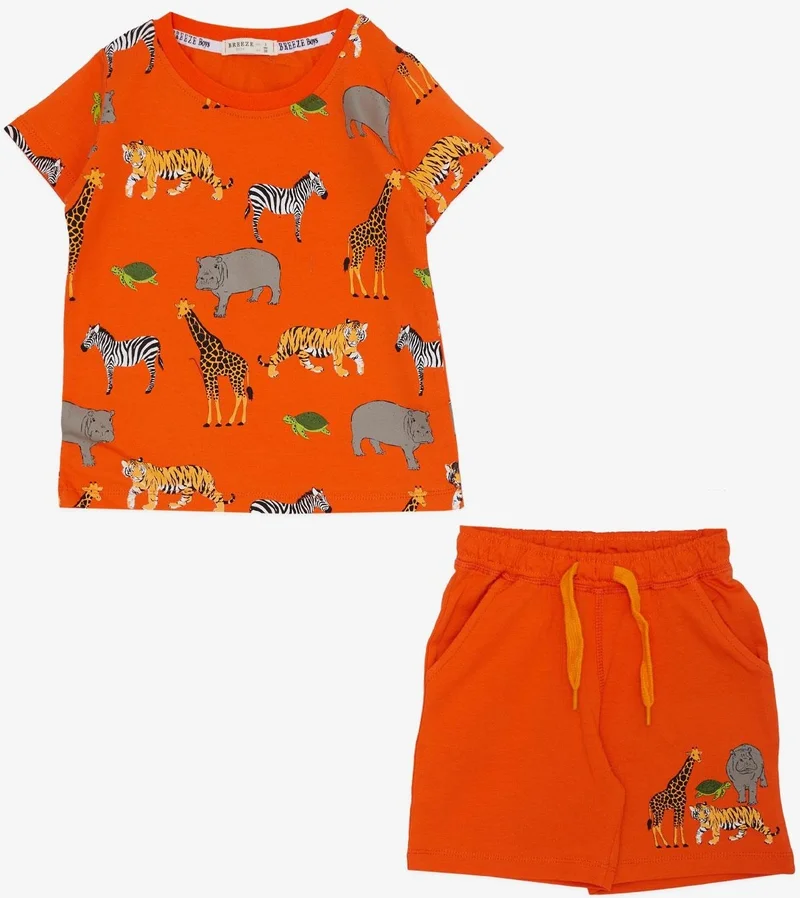 Breeze Boy's Suit Shorts with Strong Animals Pattern 1.5-5 Years, Orange