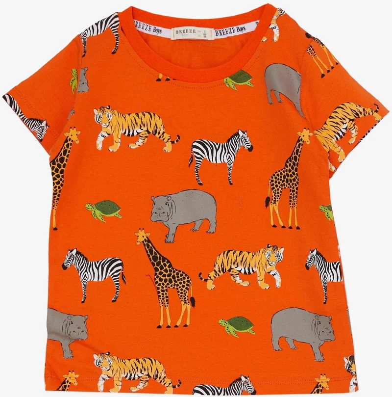 Breeze Boy's Suit Shorts with Strong Animals Pattern 1.5-5 Years, Orange