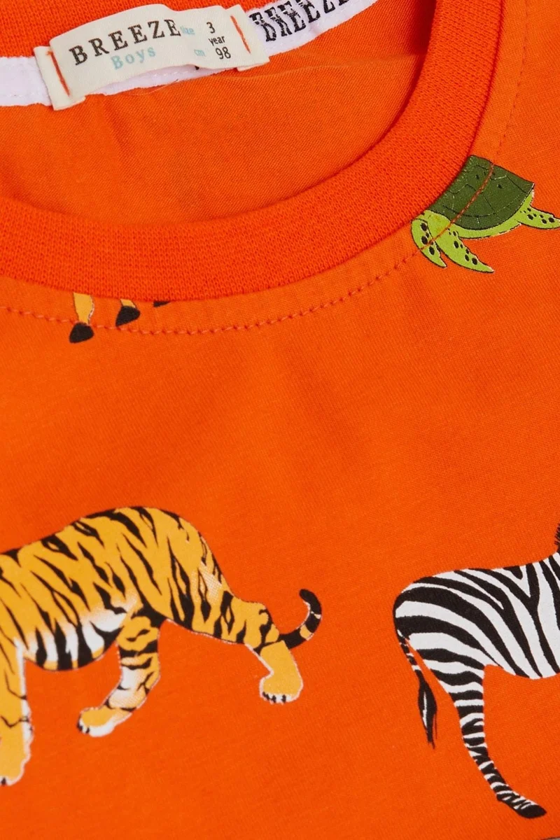 Breeze Boy's Suit Shorts with Strong Animals Pattern 1.5-5 Years, Orange