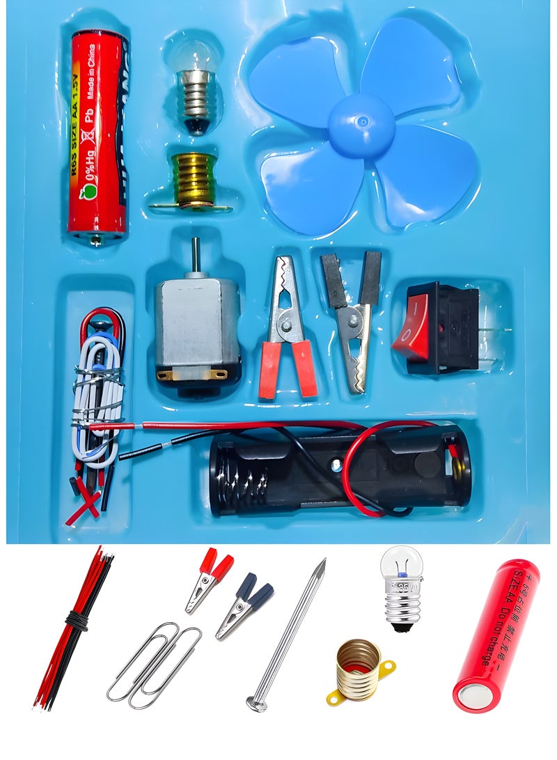 كرافت ماجيك، مجموعة محرك الدائرة الكهربائية - تعلم العلوم والتكنولوجيا والهندسة والرياضيات، تجربة علمية، مجموعة مونتيسوري التعليمية للأطفال، مشروع هندسي DIY مع لمبة واحدة ومحرك. - Image 1