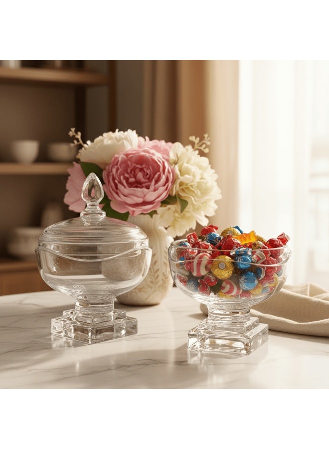 AKDC Premium Glass Candy Storage Jar with Lid Decorative Kitchen and Tabletop Sweet Holder 25 x 15 cm - Image 1