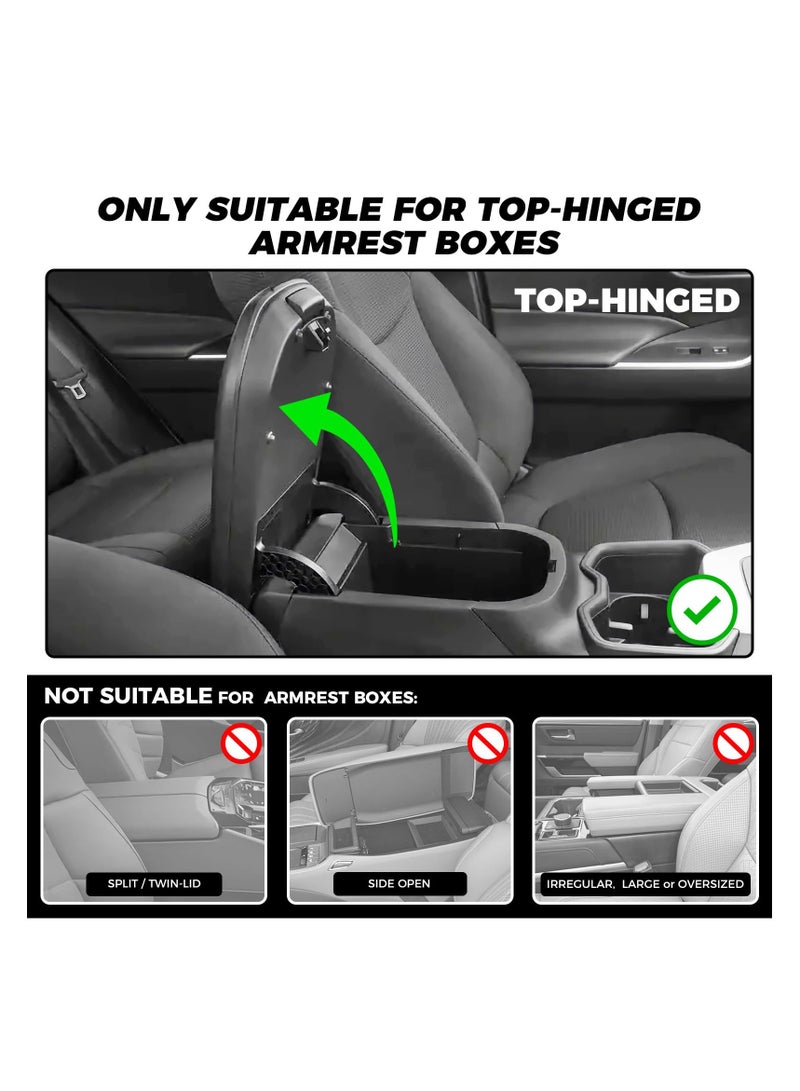 Car Center Console Cover, Leather Armrest Cover for Car, Universal Middle Console Cushion with Storage Box, Cup Holder, Tissue Box  Phone Slot, Waterproof Interior Accessories, Black Red - Image 2