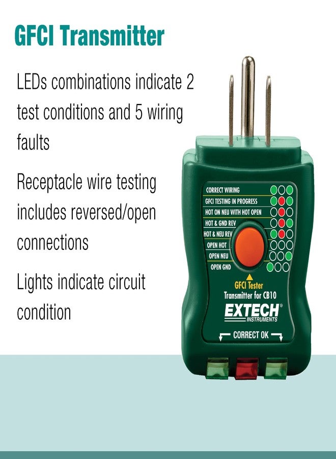 Extech CB10 Circuit Breaker Finder, Locates fuses/Breakers, Tests receptacles and GFCI Circuits - Image 5