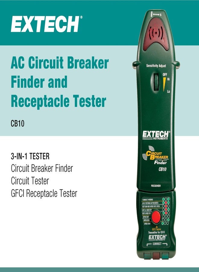 Extech CB10 Circuit Breaker Finder, Locates fuses/Breakers, Tests receptacles and GFCI Circuits - Image 2