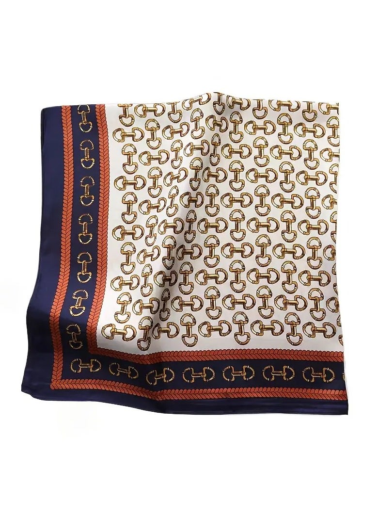 Goolsky Elegant Women’s Square Scarf - Green & Golden Chain Print, Lightweight Polyester Neck Accessory for Professional or Casual Outfits, Breathable & Windproof Design  - Image 3