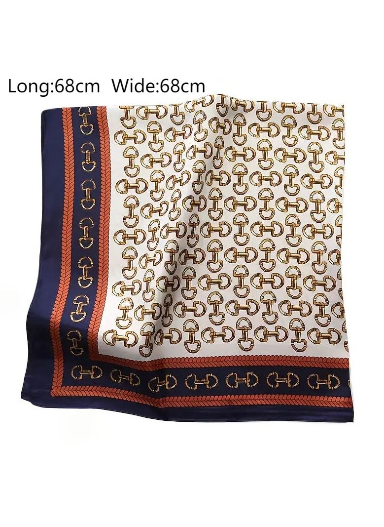 Goolsky Elegant Women’s Square Scarf - Green & Golden Chain Print, Lightweight Polyester Neck Accessory for Professional or Casual Outfits, Breathable & Windproof Design  - Image 4