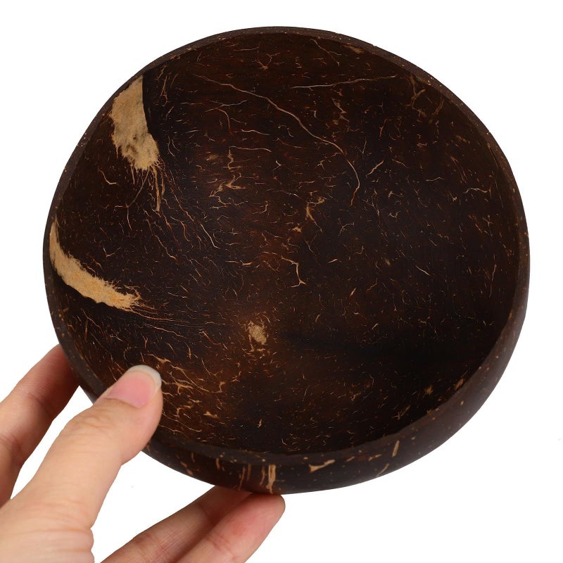 Natural Handmade Coconut Shell Salad Bowls Set 4pcs 12-14cm for Dining - Image 5