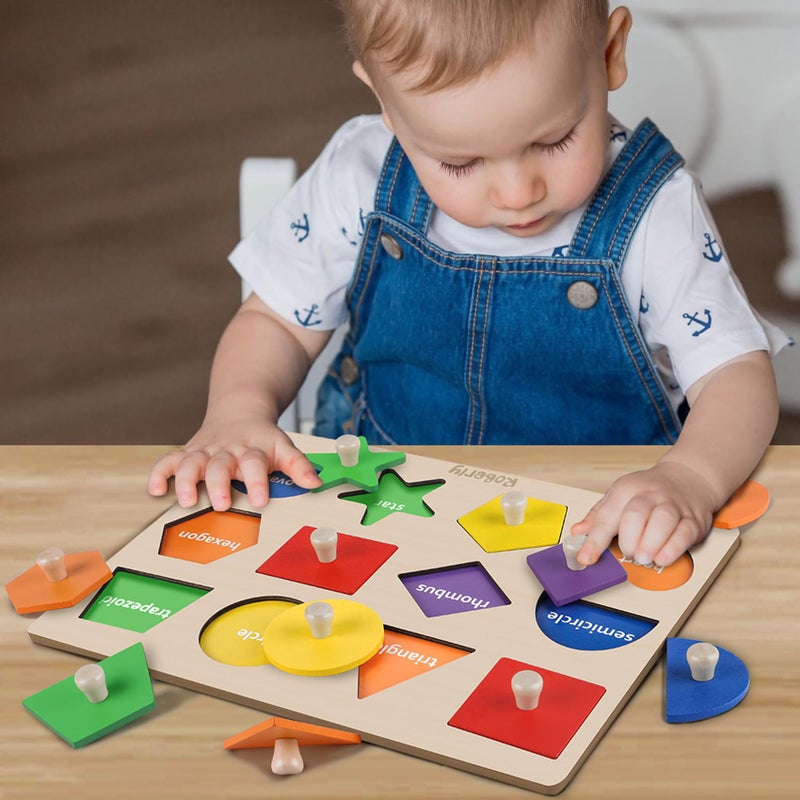 Roberly Shape Wooden Puzzles for Toddlers, Shape Sorter & Color Match Toddlers Puzzles Early Educational Montessori Toys for Girls Boys 36 Months Toys Birthday Gifts Learning Activities - Image 2