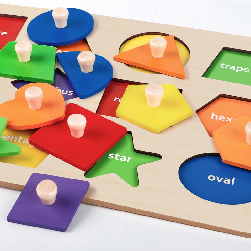 Roberly Shape Wooden Puzzles for Toddlers, Shape Sorter & Color Match Toddlers Puzzles Early Educational Montessori Toys for Girls Boys 36 Months Toys Birthday Gifts Learning Activities - Image 3