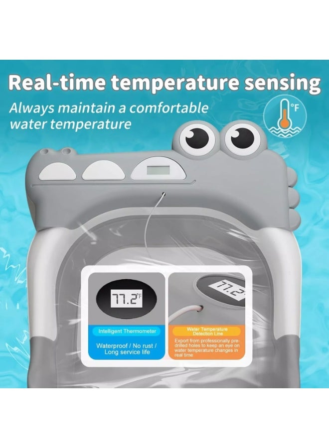 ميكسد حمام أطفال قابل للطي مع منشفة ذات غطاء، وترمومتر، وسادة عائمة ناعمة، تصميم موفر للمساحة مع وظيفة تصريف، مناسب للأطفال من عمر 0 إلى 36 شهرًا. - Image 2