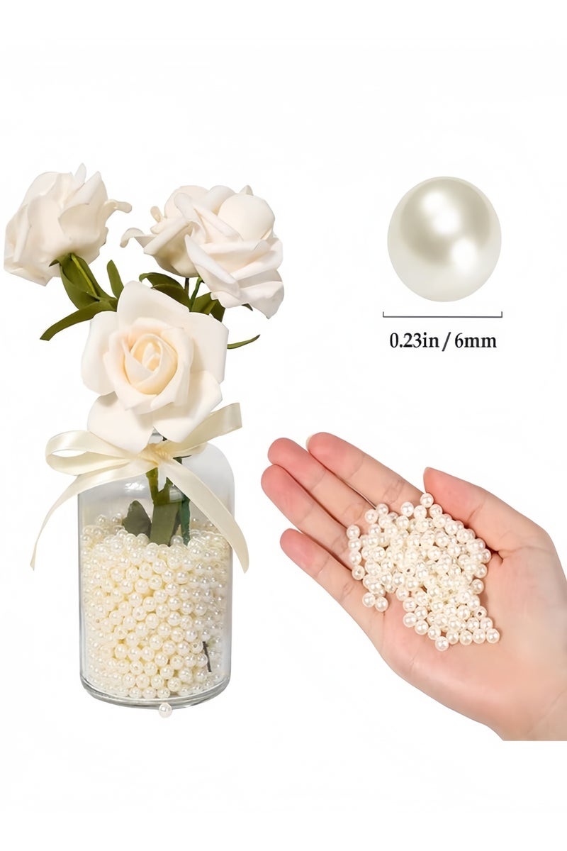 Angola Panda Pearl Beads for Craft, 1000pcs Fake Pearls, 6 mm Small Sew on Pearl Beads with holes for Jewelry Making, Bracelets, Necklaces, Hairs, Crafts, Decoration and Vase Filler - Image 2