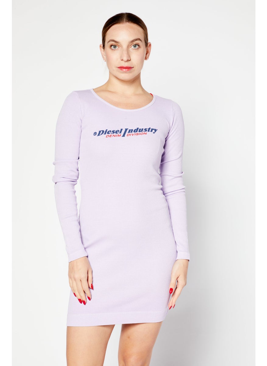 Paradise - Women Brand Logo Mini Casual Dress, Lavender - Image 1