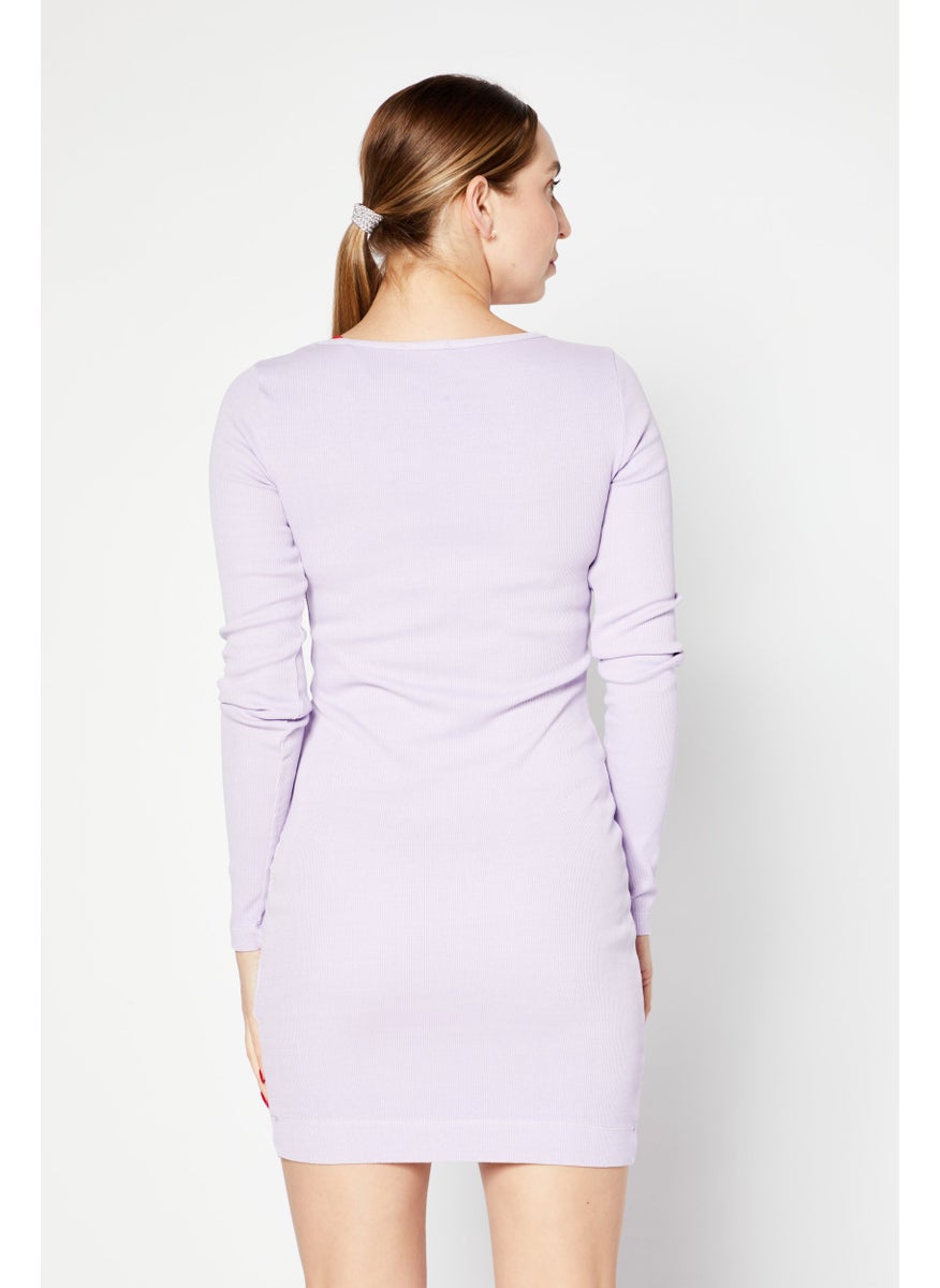 Paradise - Women Brand Logo Mini Casual Dress, Lavender - Image 1