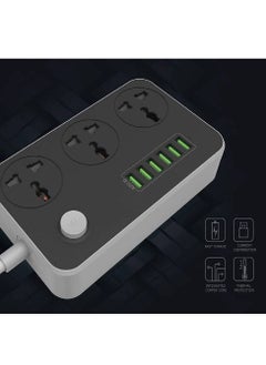 Generic Universal Power Strips 3 Way Outlets 6 USB Plug Ports Surge Protection Power Socket Switch Portable Charger Fast Charging with 2M Wall Plug Adapter  - Image 2
