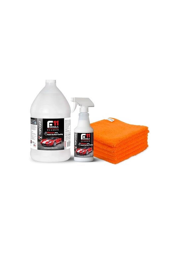 TopCoat F11 Polish Sealer for Cars Bikes and More WaterBased Alternative to Ceramic Wax 16 oz F11 Spray 1 Gallon F11 Refill and 5 Microfiber Towels