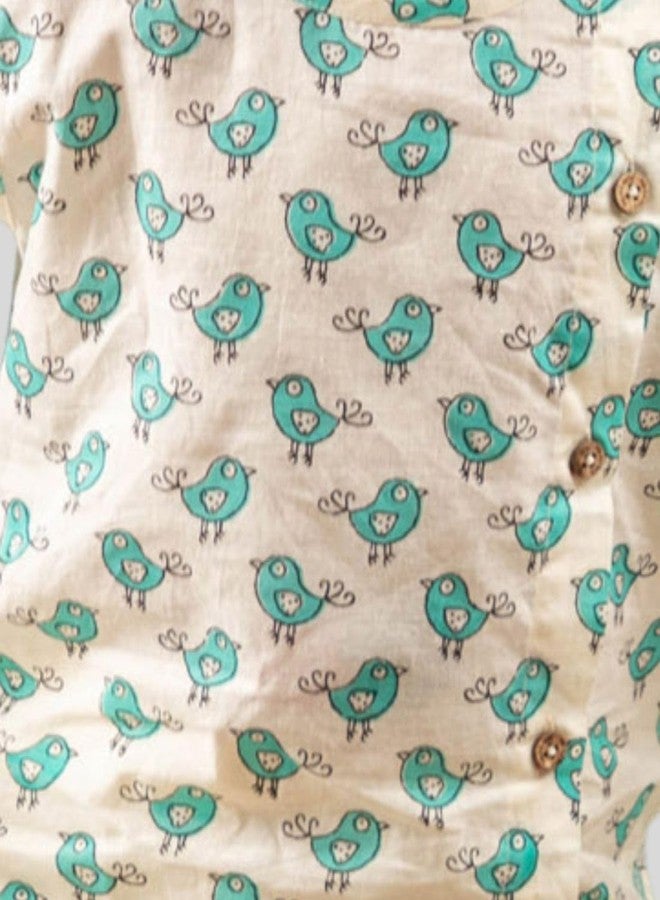 POLKA TOTS Baby Jhabla & Pant Set | 100% Cotton Muslin | Sleeveless Printed Top + Soft Bottom | Unisex Outfit for New Born, & Toddlers, 0-3 M - Image 5