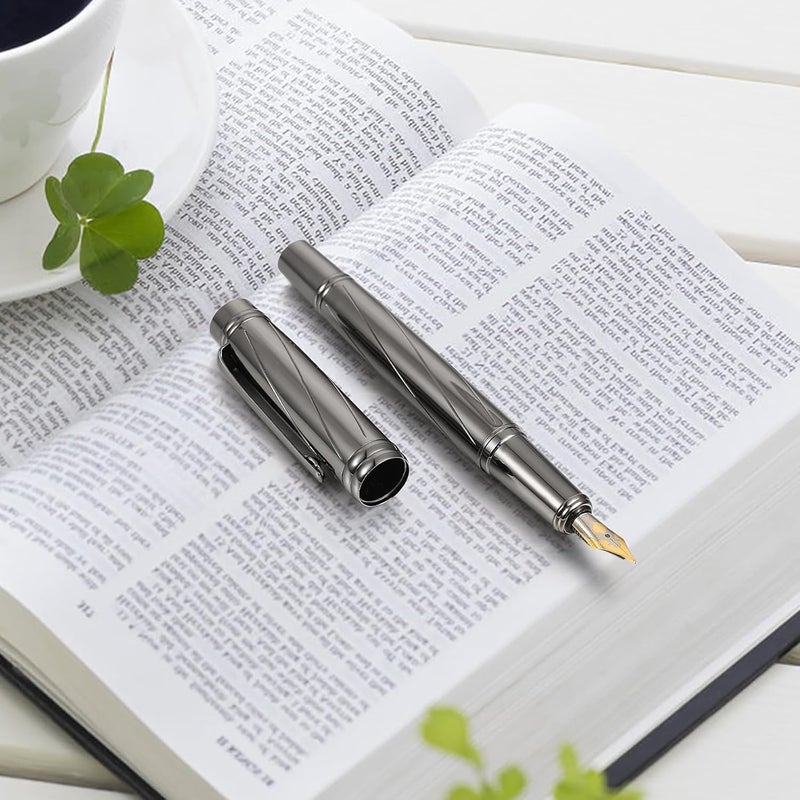 HZYH Luxury Metal Fountain Pen, Heavy Duty Fine Nib Fountain Pen Compatible with 3.4mm Ink Cartridges Executive Calligraphy Pen Gift for Business Office - Image 4