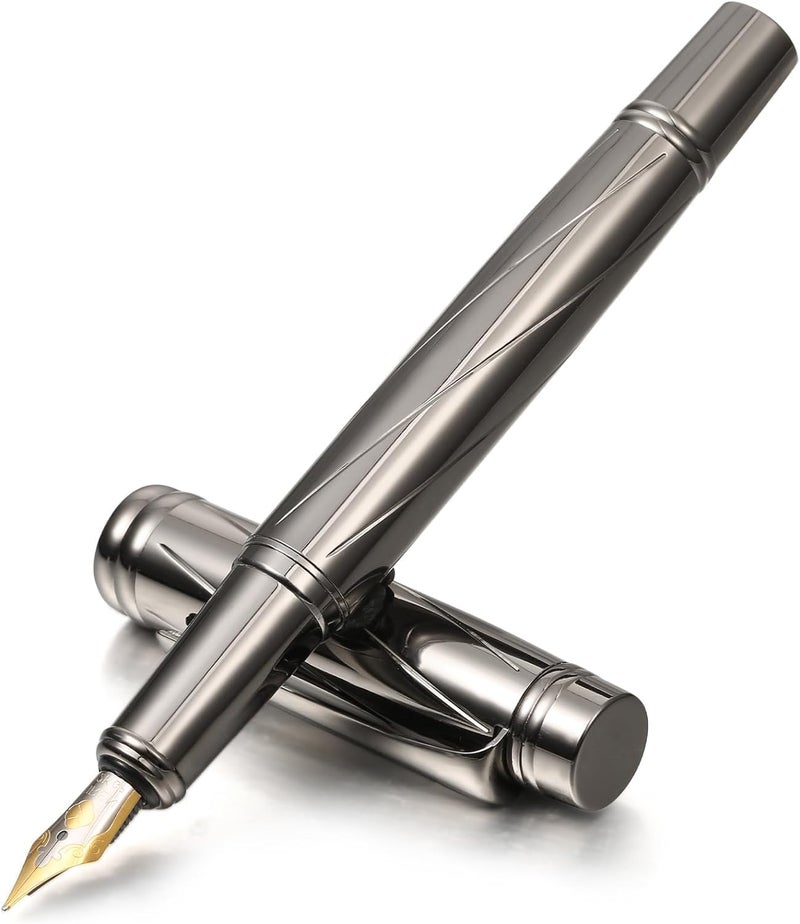 HZYH Luxury Metal Fountain Pen, Heavy Duty Fine Nib Fountain Pen Compatible with 3.4mm Ink Cartridges Executive Calligraphy Pen Gift for Business Office - Image 1