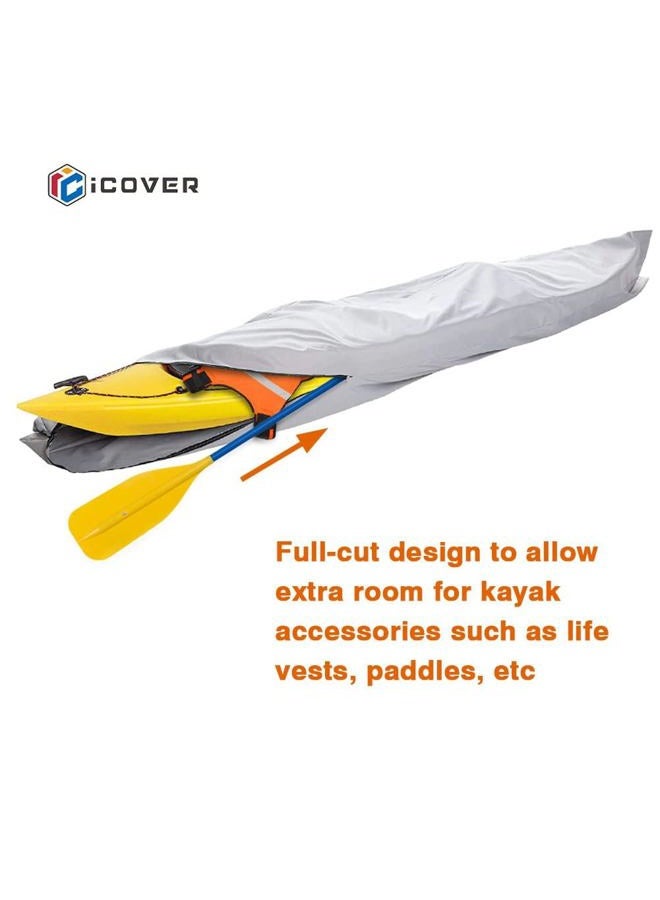 iCover 16ft Kayak Cover- Water Proof Heavy Duty Kayak/Canoe Cover Fits Kayak or Canoe up to 16ft Long and Beam Width up to 36in, Grey K7303C - Image 4