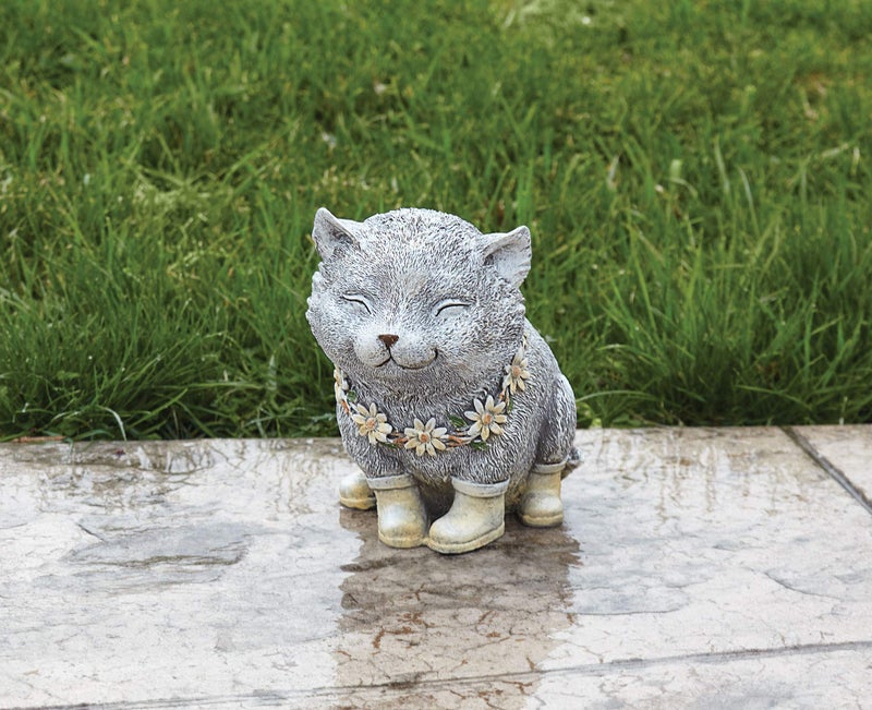 Roman Giftware Inc., Pudgy Pals Collection, Cat in Rain Boots Statue, 7.75H,Decorative, Garden Gift, Home Outdoor Decor - Image 2