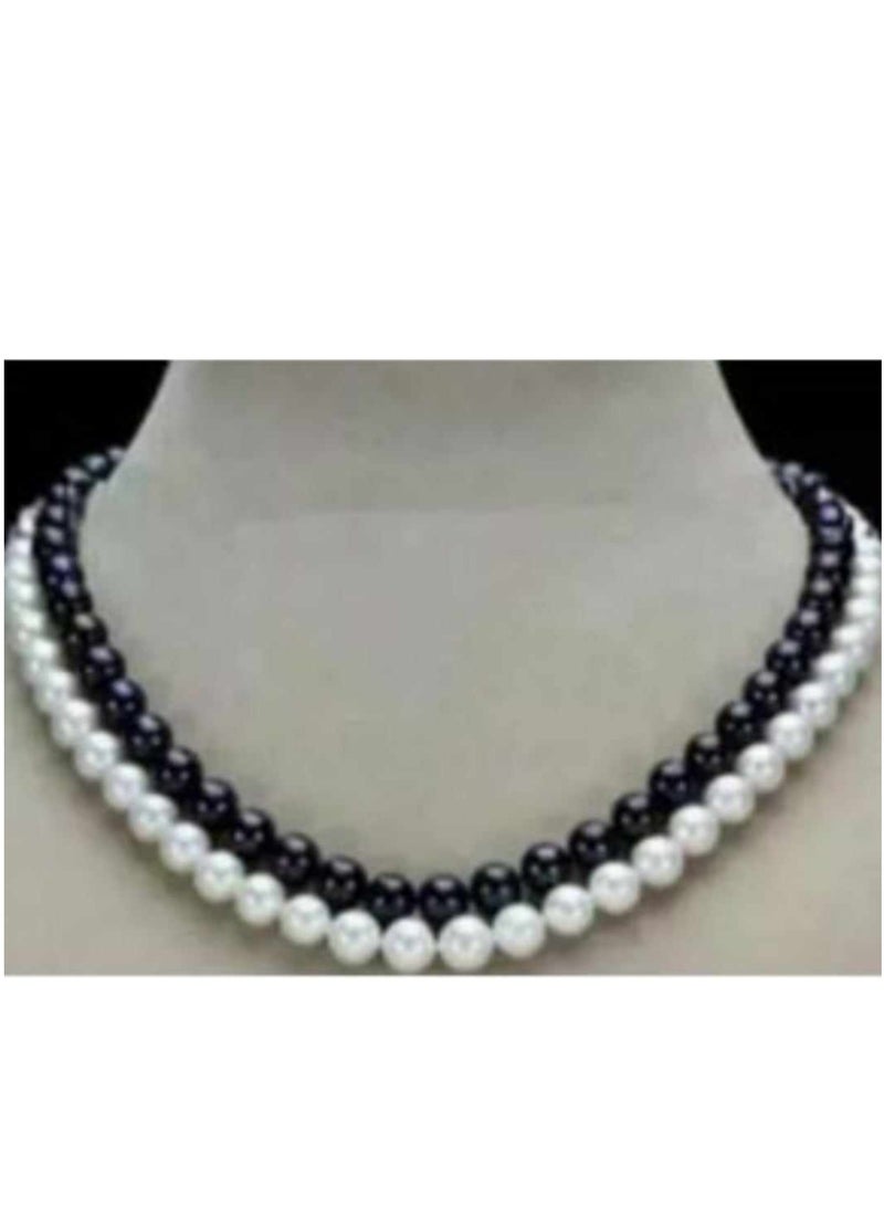 RA accessories Women Necklace Of Off White,black Pearls Multi Layered 