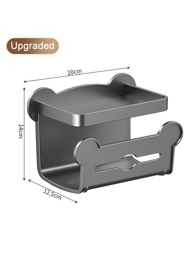 MLADEN Tissue Box For Bathroom, Wall Mounted Waterproof Toilet Paper Holder, Self Adhesive Tissue Dispenser Dryer Sheet Holder, Tissue Storage With Shelf, Phone Holder for Bathroom Kitchen Living Room Bedroom Office (Grey) - Image 2