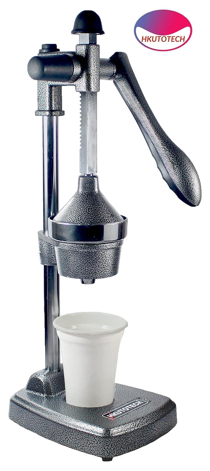 HKUTOTECH Aluminium Hand Press Citrus Fruit Juicer, Manual Cold Press Juicer and Squeezer for Fruits and Vegetables - Big (Made in India) (gray) - Image 2