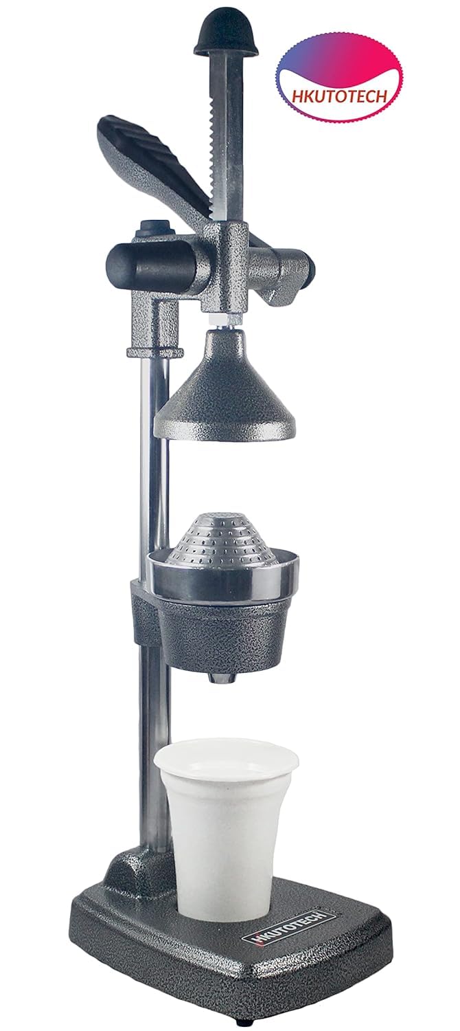 HKUTOTECH Aluminium Hand Press Citrus Fruit Juicer, Manual Cold Press Juicer and Squeezer for Fruits and Vegetables - Big (Made in India) (gray) - Image 5