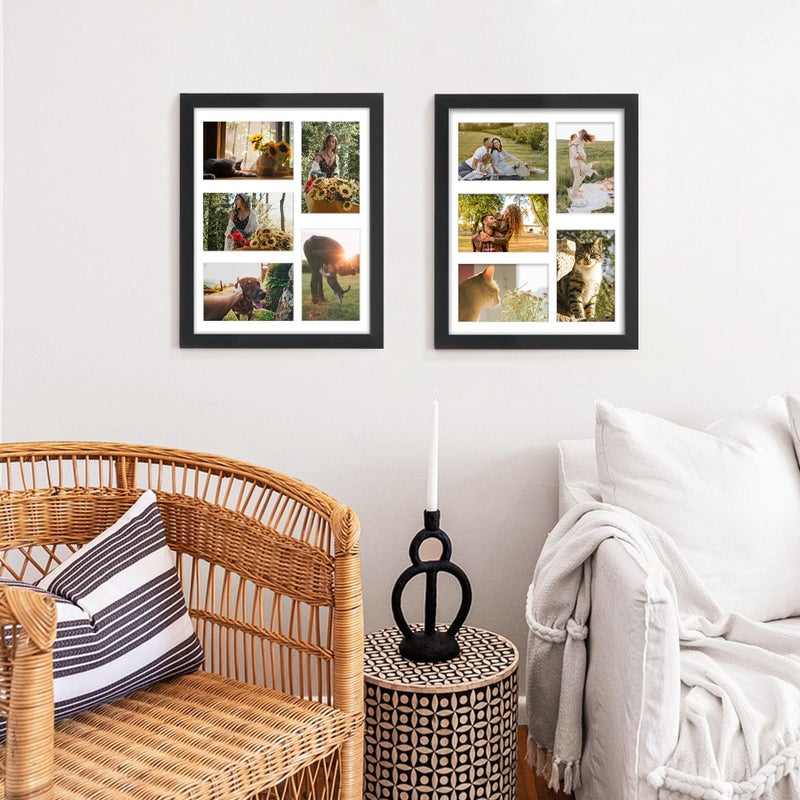 DUENPY 11x14 Collage Picture Frame  4x6 Collage Picture Frame  Displays Five 4x6 inch Photos  or 11x14 (Without Mat) Available for Horizontal and Vertical Display  Black. - Image 3
