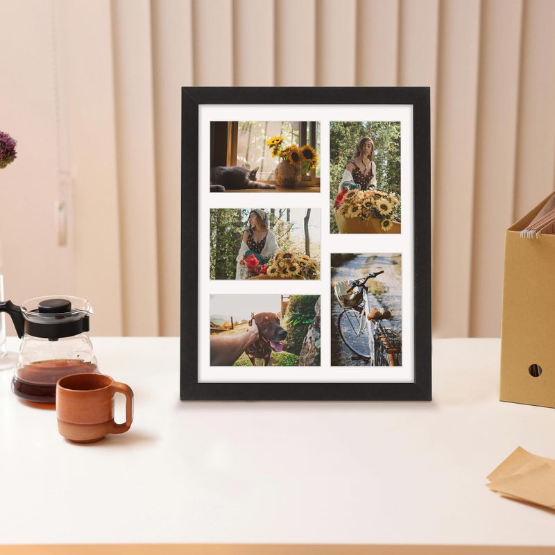 DUENPY 11x14 Collage Picture Frame  4x6 Collage Picture Frame  Displays Five 4x6 inch Photos  or 11x14 (Without Mat) Available for Horizontal and Vertical Display  Black. - Image 2