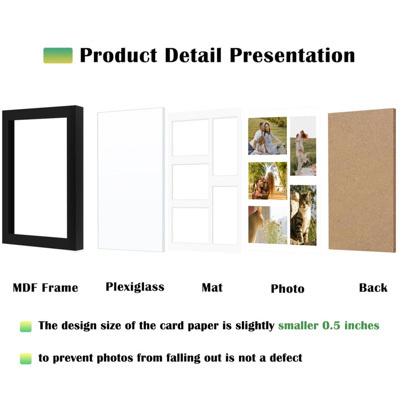 DUENPY 11x14 Collage Picture Frame  4x6 Collage Picture Frame  Displays Five 4x6 inch Photos  or 11x14 (Without Mat) Available for Horizontal and Vertical Display  Black. - Image 4