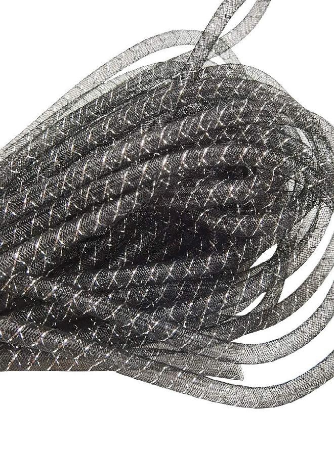Chenkou Craft Black 12Yards Solid Mesh Tube Deco Flex for Wreaths Crafts (Black, 3/8"(8mm)) - Image 3
