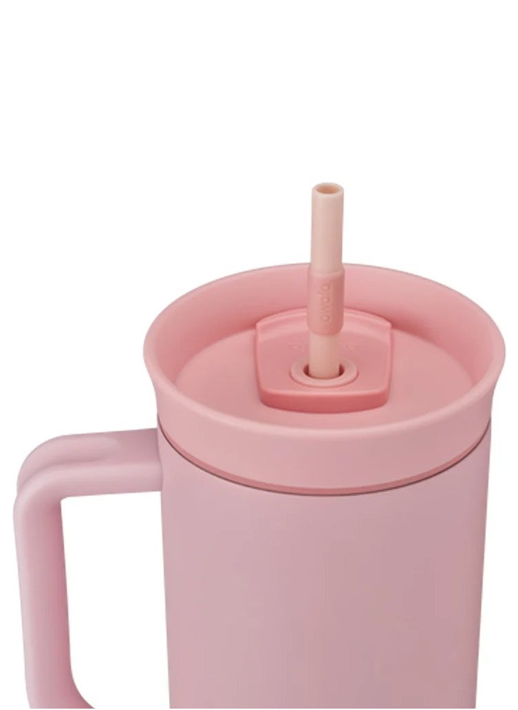 Owala - OWALA 40 oz Tumbler 40 oz stainless steel, insulated tumbler 2-in-1 lid lets you sip or swig-Rose QUARTZ - Image 1