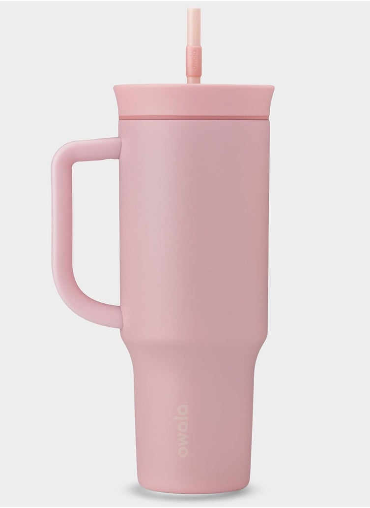 Owala - OWALA 40 oz Tumbler 40 oz stainless steel, insulated tumbler 2-in-1 lid lets you sip or swig-Rose QUARTZ - Image 1