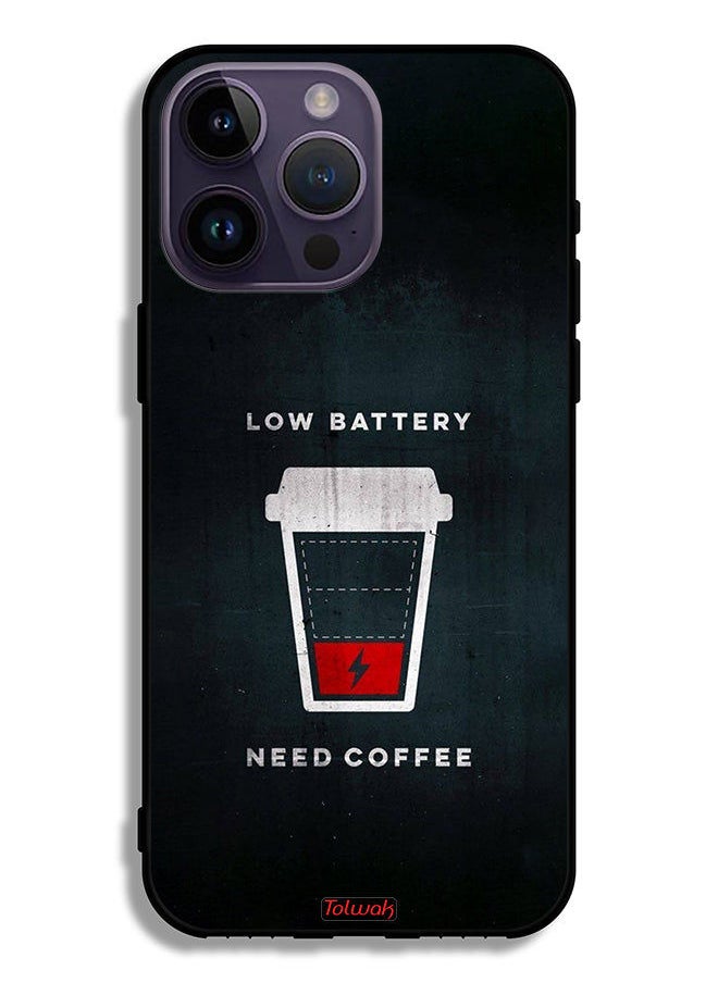 Tolwak Apple iPhone 14 Pro Max Protective Case Low Battery Need Coffee  - Image 2