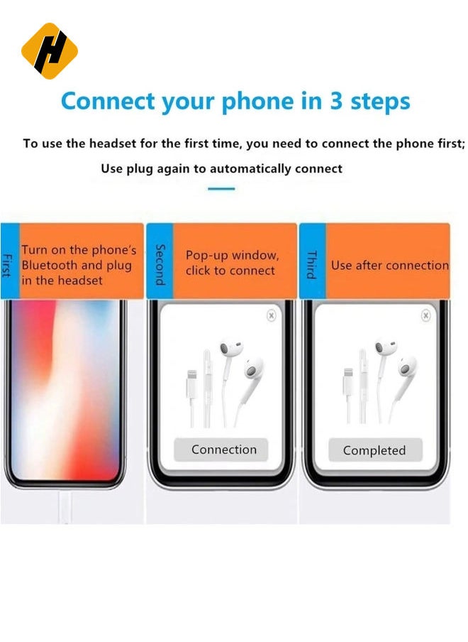 HuHa - Lightning Headphone Wired for iPhone 14[Apple MFi Certified] Built-in Microphone & Volume Control, in-Ear Stereo Headset Compatible with iPhone 13 Mini/SE/12 Pro/12Pro Max/11/X/8 7-All iOS System - Image 1