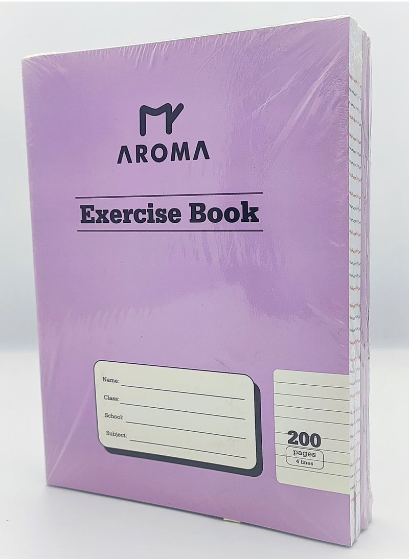 أروما دفتر تمارين Aroma A5 مع مسطرة 4 أسطر - 200 صفحة للكتابة وتدوين الملاحظات - دفتر ملاحظات متين وخفيف الوزن للطلاب والمهنيين  - Image 1