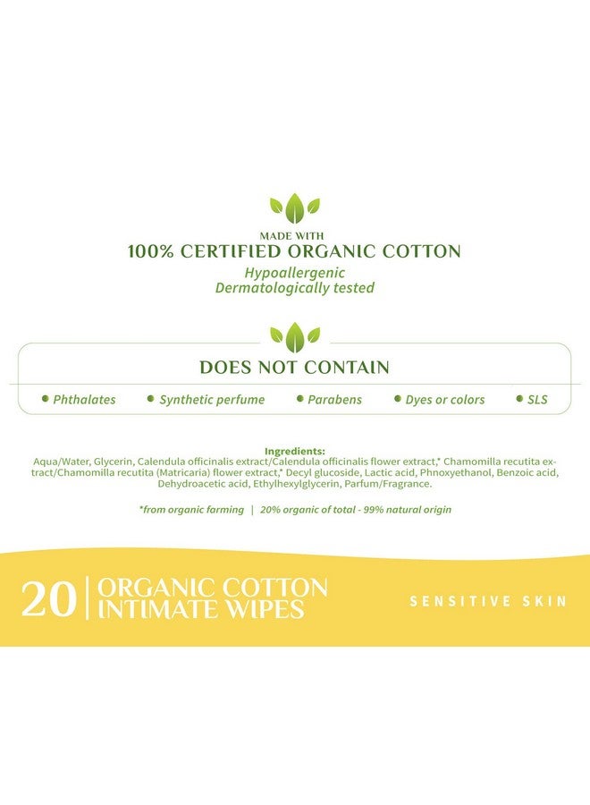 ORGANYC ORGANYC 100% Organic Cotton Feminine Hygiene Wipes, 20-count Packages (Pack of 6) - Image 2