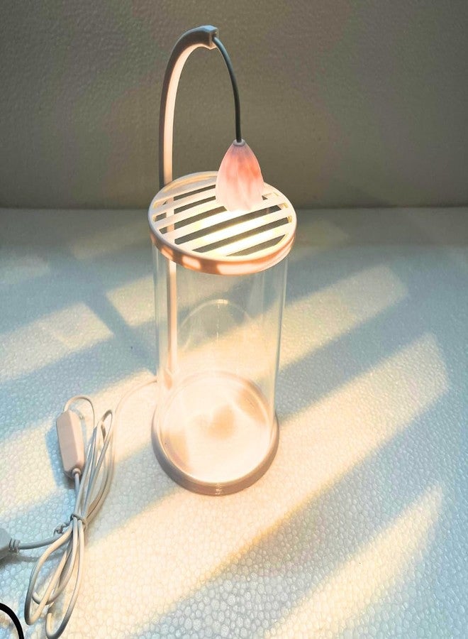 KSH STORE حوض سمك بيتا دائري زجاجي شفاف صغير الحجم مناسب للمنزل وغرفة المعيشة، مزود بإضاءة LED بيضاء دافئة تعمل بمنفذ USB، سهل التنظيف والصيانة | تصميم شفاف جيد التهوية - Image 4