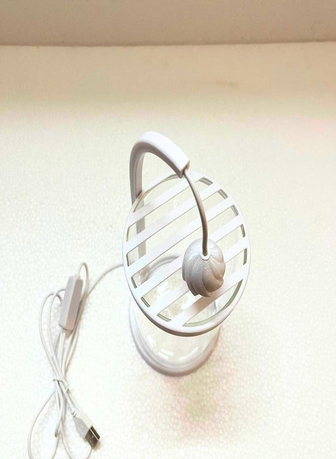 KSH STORE حوض سمك بيتا دائري زجاجي شفاف صغير الحجم مناسب للمنزل وغرفة المعيشة، مزود بإضاءة LED بيضاء دافئة تعمل بمنفذ USB، سهل التنظيف والصيانة | تصميم شفاف جيد التهوية - Image 3