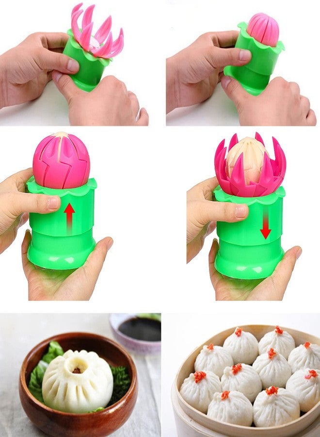 MGGi Large 2.36'' Baozi Maker, Plastic Dumpling Molds, Bun Making Mould DIY Pastry Pie Steamed Stuffed Tool, Bao Moulds, Meat Press -for Chinese, - Green, MG20211105 - Image 3