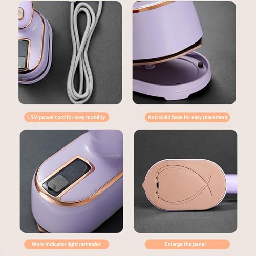 HFLYJPYW Mini Steam Iron for Clothes, Travel Steamer for Clothes Portable, Micro Steam Iron Mini Handheld Steamer Support Dry And Wet Ironing for Home Travel （Purple） - Image 4